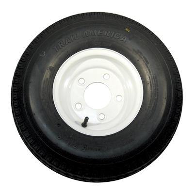 Americana Painted White Spoke Wheel with Stripe - Size 480-12 - 12 Inches - 4 Ply - 5 Lugs - shopbulluna.com