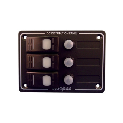 Marpac Marine Grade Power Panel - 3 Gang - 5-1/4 Inch Wide x 3-3/4 Inch High - shopbulluna.com