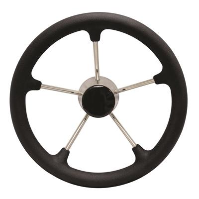 Marpac Stainless Steel Destroyer Black Composite Center Cap Steering Wheel With Black Foam Foam Grip - 13-1/2 Inch Diameter - shopbulluna.com