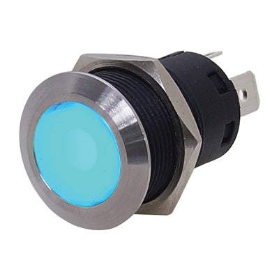 Marpac L.E.D. Backlit Stainless Steel Push Button Switch - Momentary - Blue LED Ring - shopbulluna.com