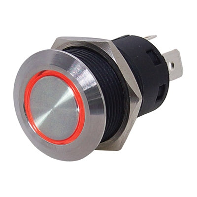 Marpac L.E.D. Stainless Steel Push Button Switch - Self-Locking - Red LED Ring - shopbulluna.com