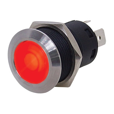 Marpac L.E.D. Backlit Stainless Steel Push Button Switch - Self-Locking - Red LED Ring - shopbulluna.com