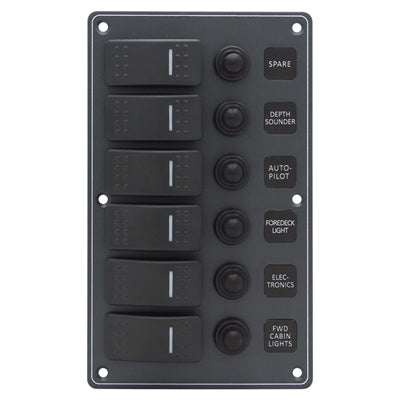 Marpac Water Resistant Aluminum Switch Panel - 6 Switches - 4-31/64 x 7-33/64 Inches - shopbulluna.com