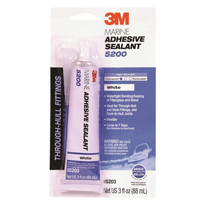 3M Marine Adhesive/Sealant 5200 - 3 Ounces Tube - White - shopbulluna.com