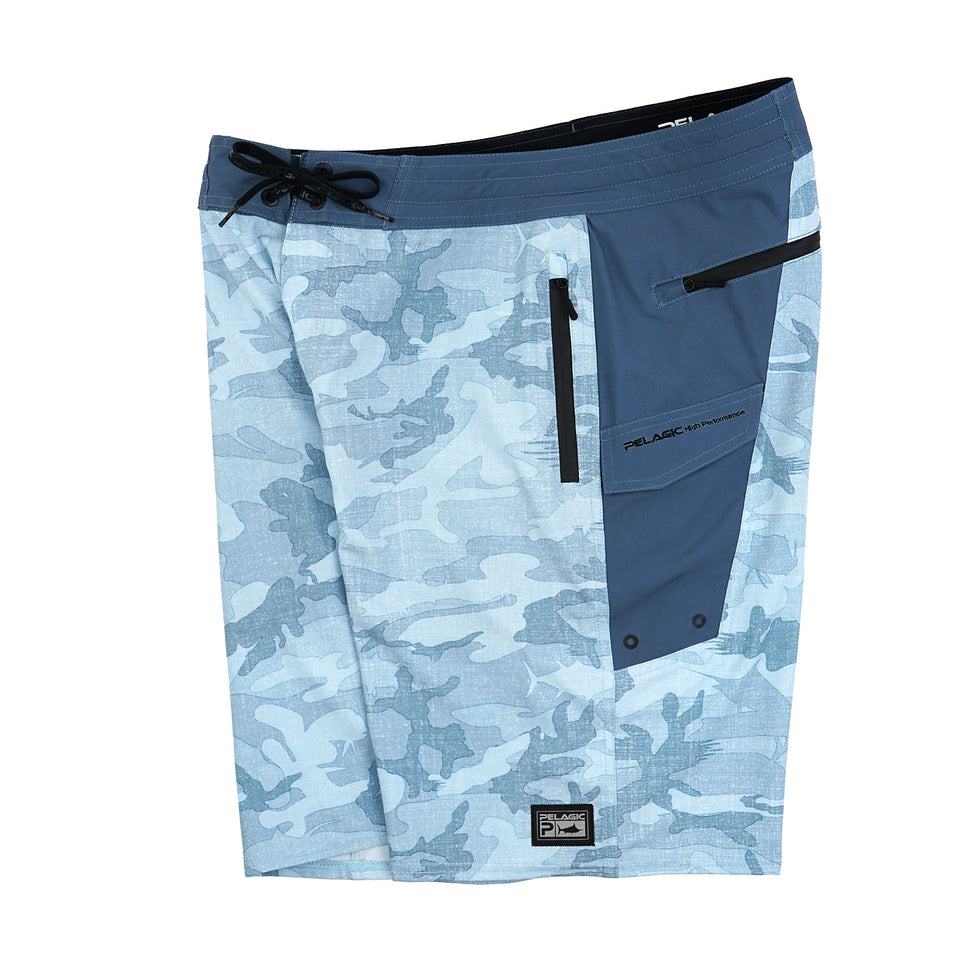 Pelagic Ocean Master Camo Fishing Shorts - Fish Camo Slate