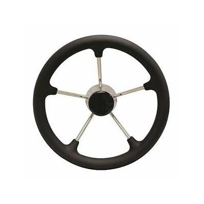 Marpac Stainless Steel Destroyer Black Composite Center Cap Steering Wheel With Black Foam Foam Grip - 15-1/2 Inch Diameter - shopbulluna.com